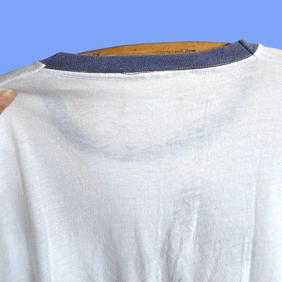Vintage 70s Walt Disney World Ringer T-Shirt Mickey Mouse Single Stitch White...